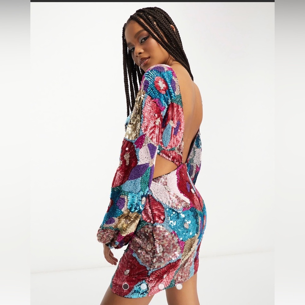 NWT!! Sequin Floral Dress by ASOS Design 12